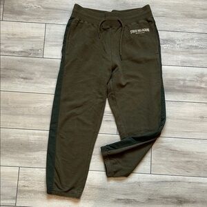 True Religion Panel drop crotch jogger sweats in green size small petite